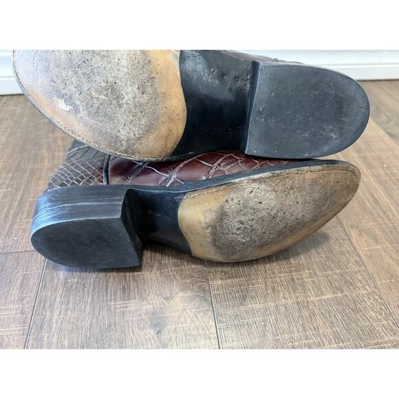Mens Custom Made Red Brown Caiman Crocodile Western Boots 9.5 E - Picture 9 of 14